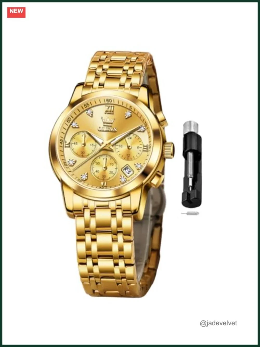 Ladies Multifunction Watch Stainless Steel Two Tone Analog Quartz Waterproof